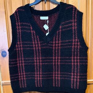 By Together women’s Black and Red Checkered Sweater Vest